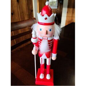 Red Christmas Nutcracker Soldier Holiday Decor Wooden Statue Xmas Decoration